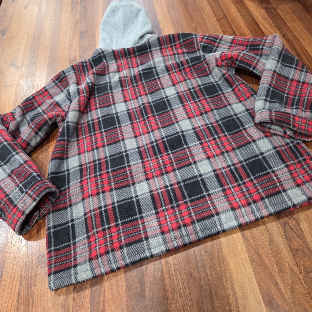 Tru Fit Plaid Fleece Zip Front Jacket Hooded Fuzzy Fleece Lined Size 2X - Picture 3 of 9